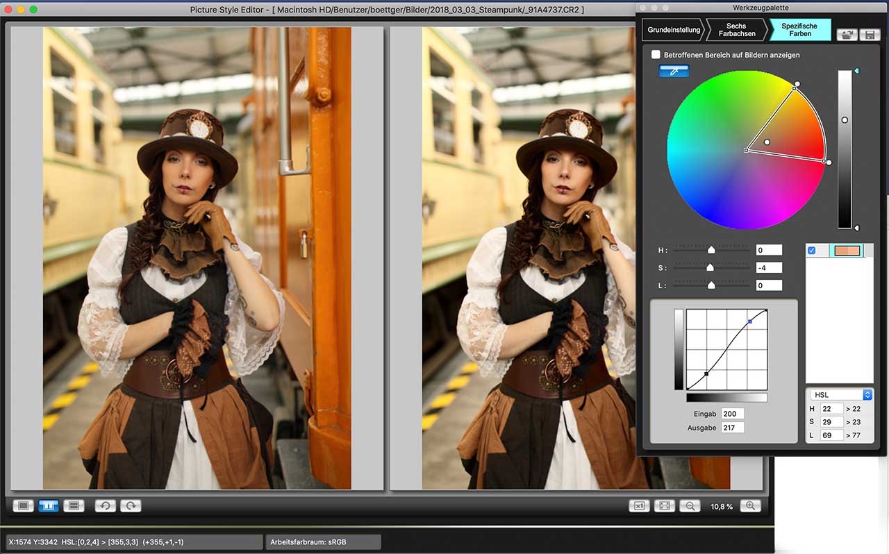 Woman in The Picture Style Editor interface